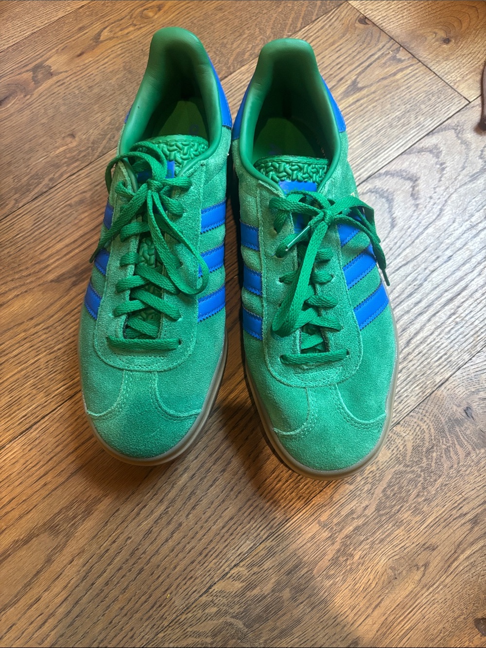 adidas Green Suede Sneakers with Blue Stripes